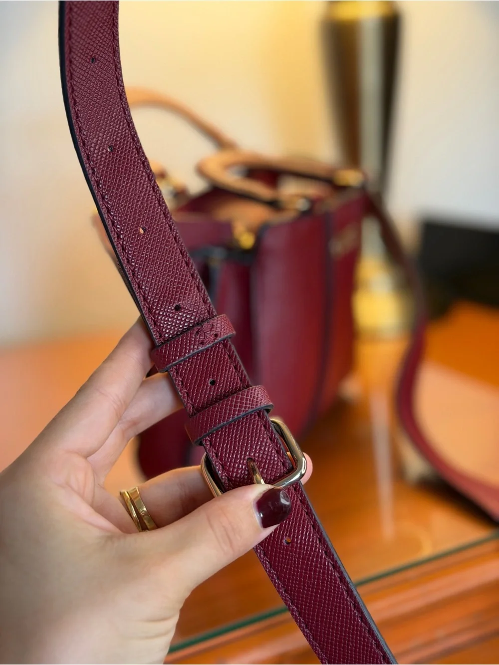 GUESS Burgundy Mini Satchel Crossbody Bag with Adjustable Strap